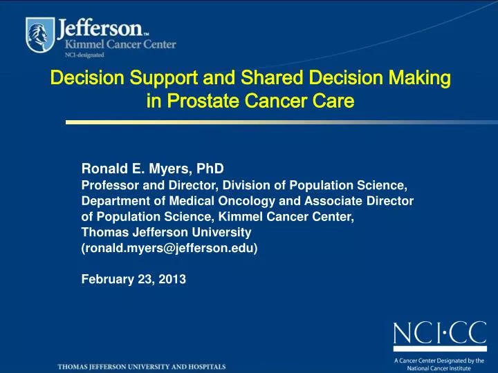 decision support and shared decision making in prostate cancer care