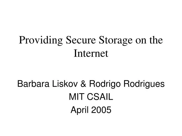 providing secure storage on the internet