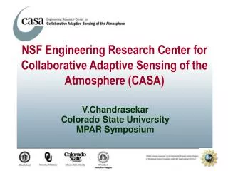 V.Chandrasekar Colorado State University MPAR Symposium