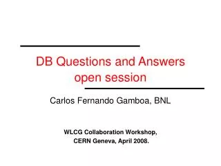 DB Questions and Answers open session