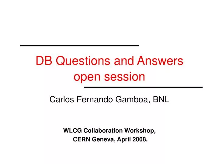 db questions and answers open session