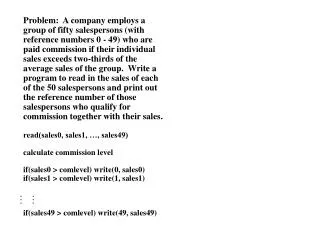 Problem: A company employs a group of fifty salespersons (with