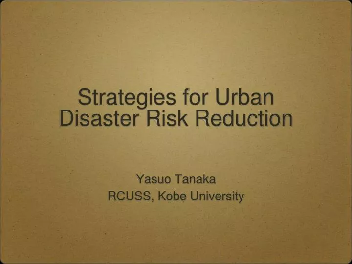 strategies for urban disaster risk reduction