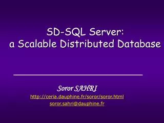 SD-SQL Server: a Scalable Distributed Database