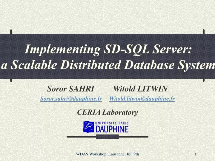 implementing sd sql server a scalable distributed database system