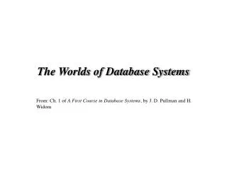 The Worlds of Database Systems