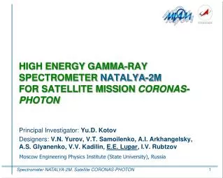HIGH ENERGY GAMMA-RAY SPECTROMETER NATALYA-2 ? FOR SATELLITE MISSION CORONAS-PHOTON