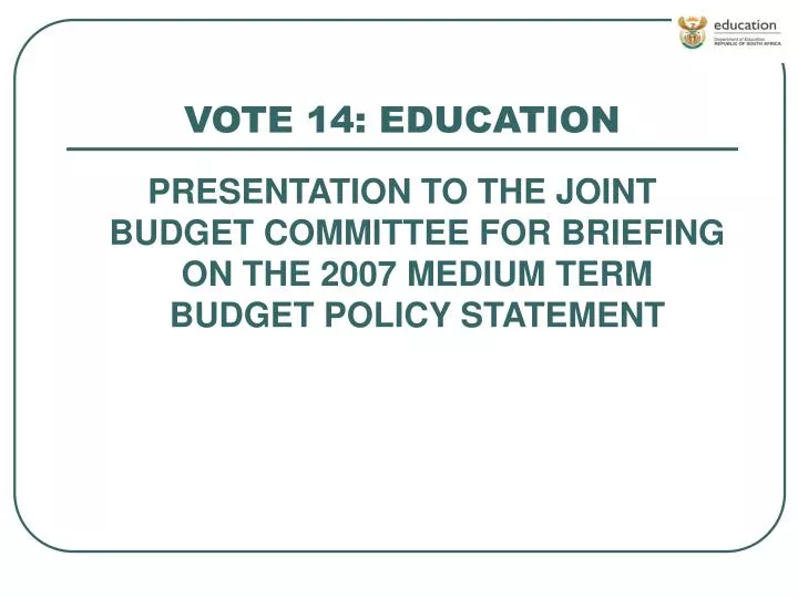vote 14 education