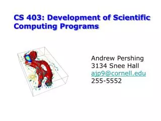 CS 403: Development of Scientific Computing Programs