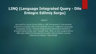 linq language integrated query dile entegre edilmi sorgu