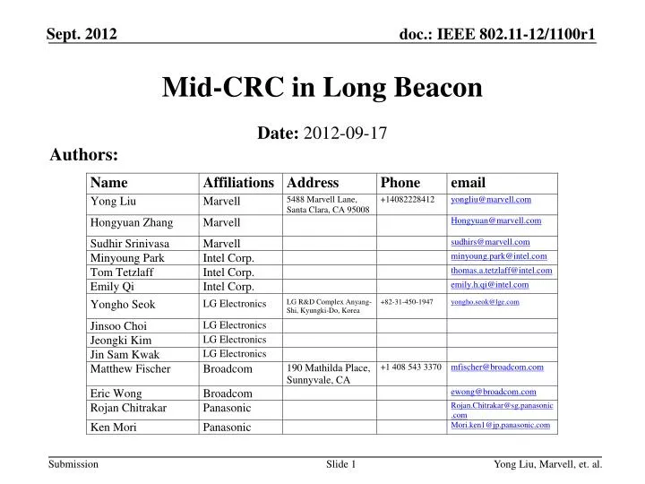 mid crc in long beacon