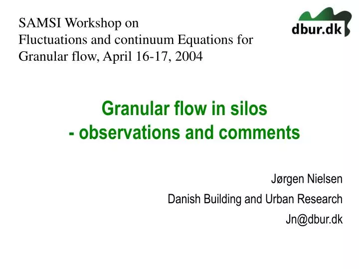 granular flow in silos observations and comments