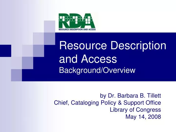 resource description and access background overview
