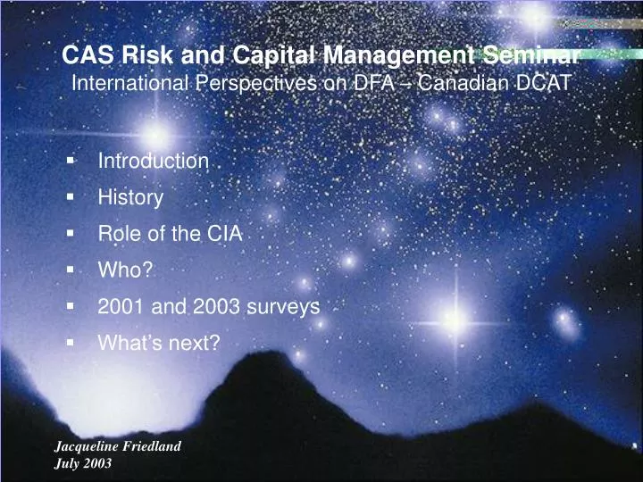 cas risk and capital management seminar international perspectives on dfa canadian dcat