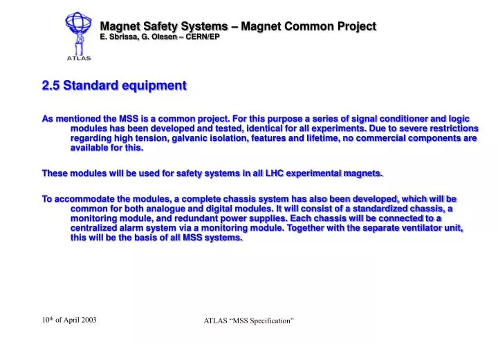 magnet safety systems magnet common project e sbrissa g olesen cern ep