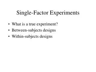 Single-Factor Experiments