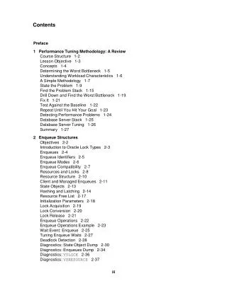 Preface 1	Performance Tuning Methodology: A Review Course Structure 1-2 Lesson Objective 1-3