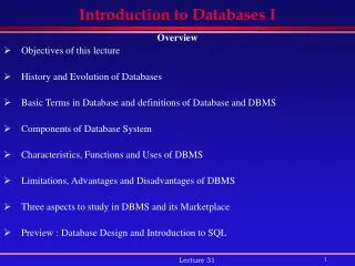 introduction to databases i