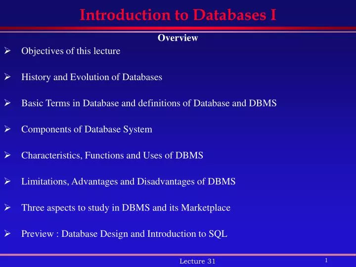 introduction to databases i