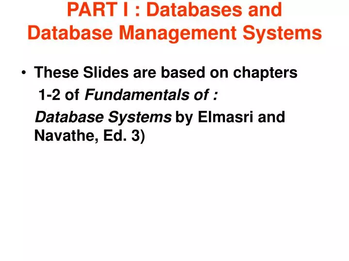 part i databases and database management systems
