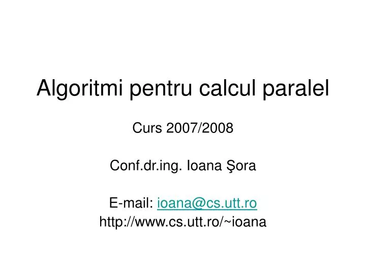 algoritmi pentru calcul paralel