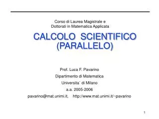 CALCOLO SCIENTIFICO (PARALLELO)