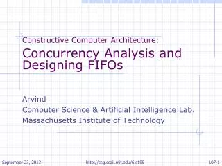 Constructive Computer Architecture : Concurrency Analysis and Designing FIFOs