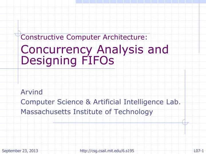 constructive computer architecture concurrency analysis and designing fifos