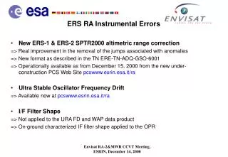 ERS RA Instrumental Errors