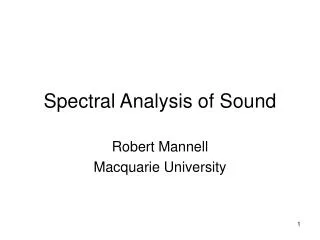 Spectral Analysis of Sound