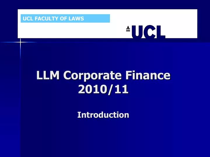 llm corporate finance 2010 11 introduction