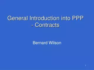 General Introduction into PPP - Contracts