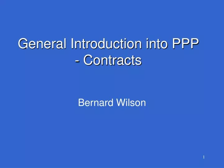 general introduction into ppp contracts