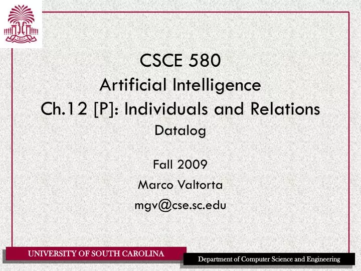 csce 580 artificial intelligence ch 12 p individuals and relations datalog