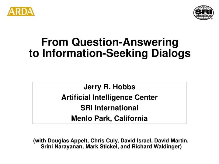 from question answering to information seeking dialogs