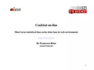 ConIstat-on-line Short term statistical time-series data base in web environment