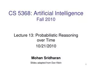 CS 5368: Artificial Intelligence Fall 2010