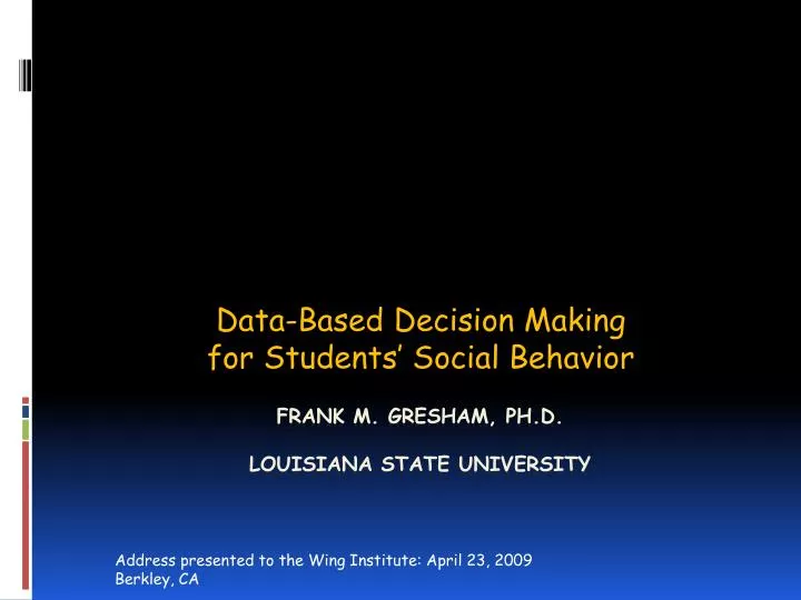 data based decision making for students social behavior