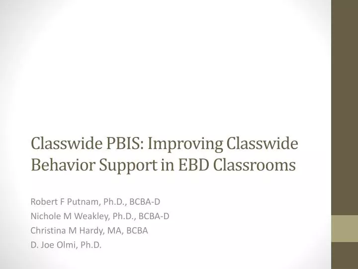 classwide pbis improving classwide behavior support in ebd classrooms