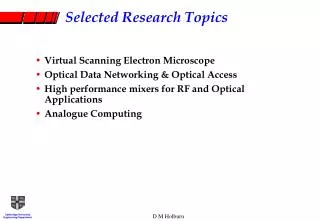 Selected Research Topics