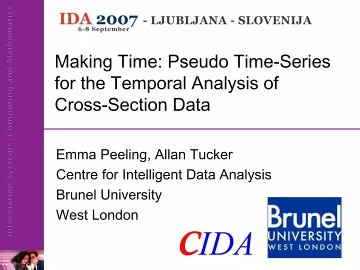 making time pseudo time series for the temporal analysis of cross section data
