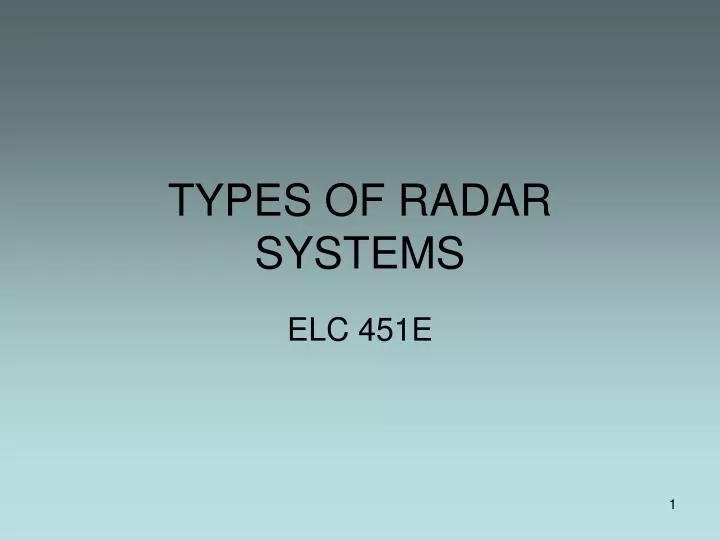 types of radar systems