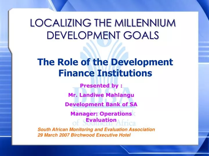 localizing the millennium development goals