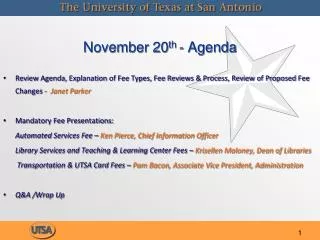 November 20 th - Agenda