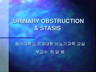 URINARY OBSTRUCTION &amp; STASIS