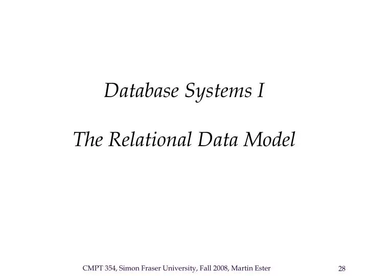 database systems i the relational data model