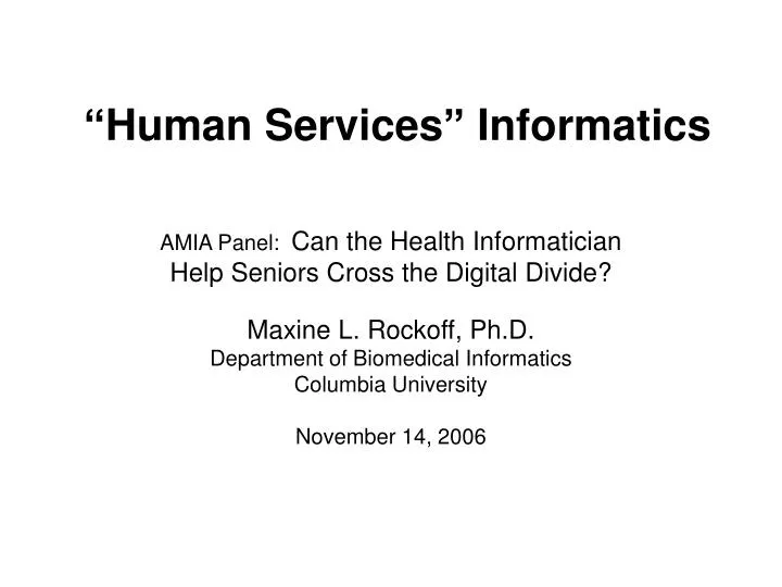 human services informatics