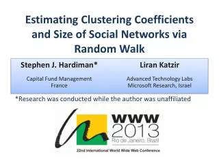 Estimating Clustering Coefficients and Size of Social Networks via Random Walk