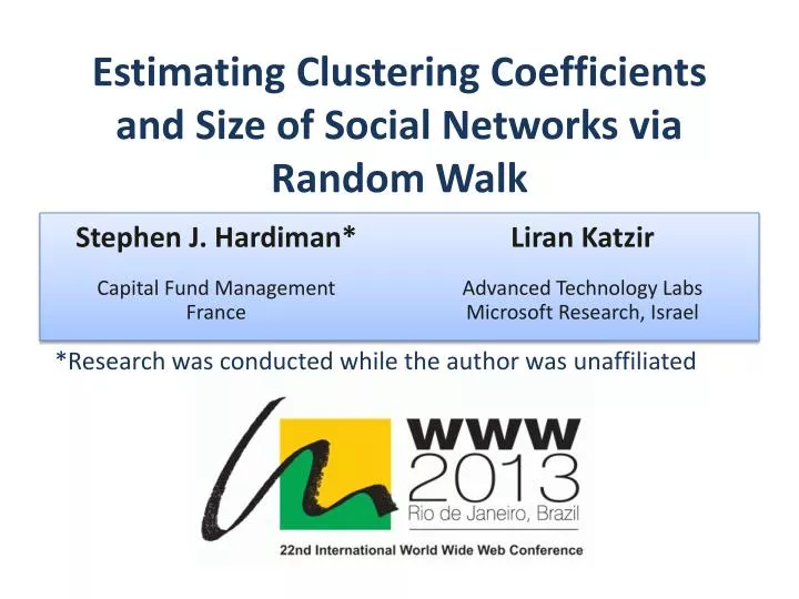 estimating clustering coefficients and size of social networks via random walk