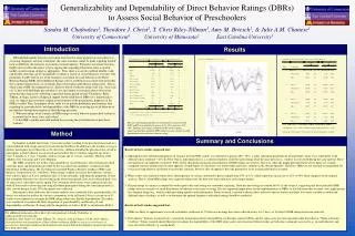 Generalizability and Dependability of Direct Behavior Ratings (DBRs)